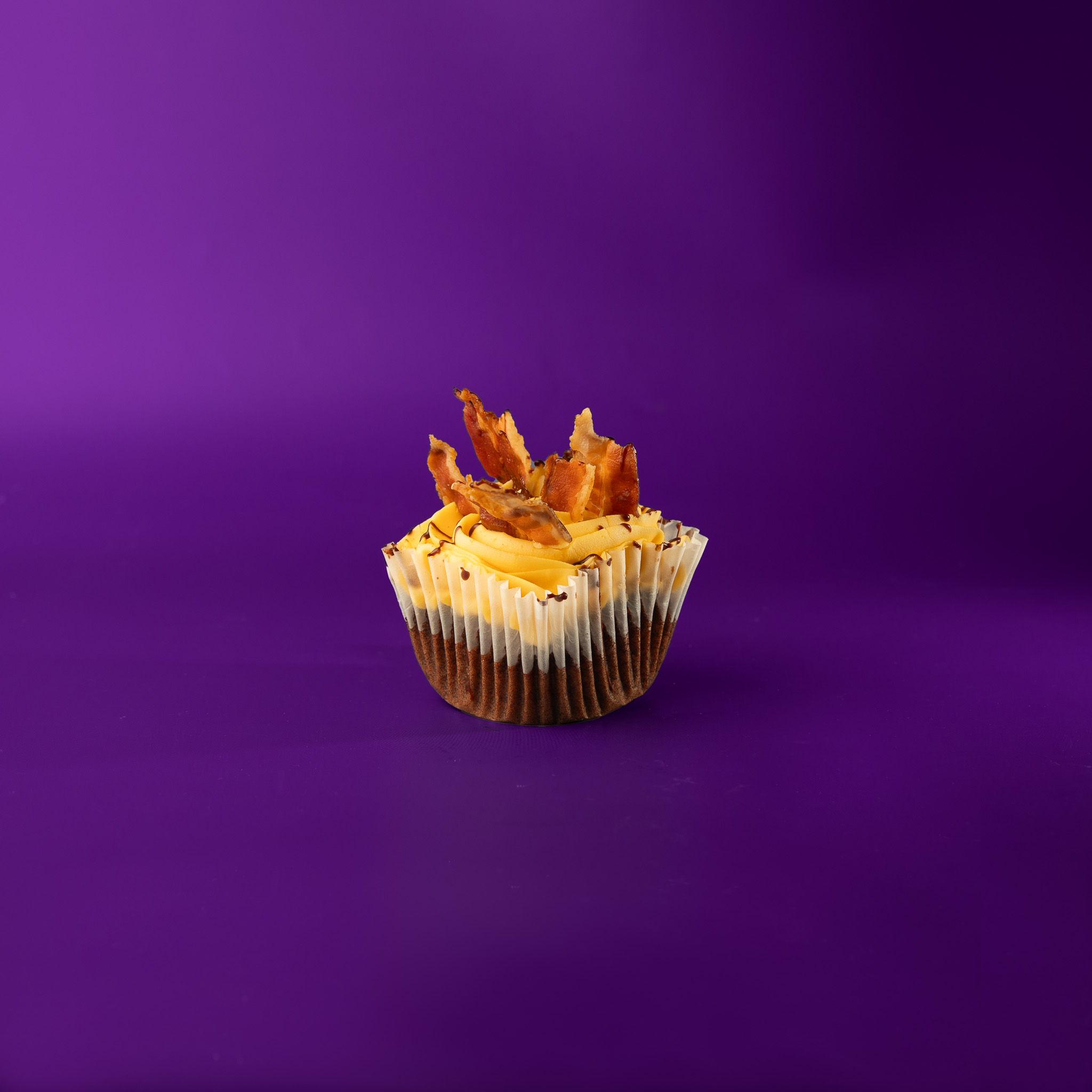 Dark Chocolate Bacon Cupcake